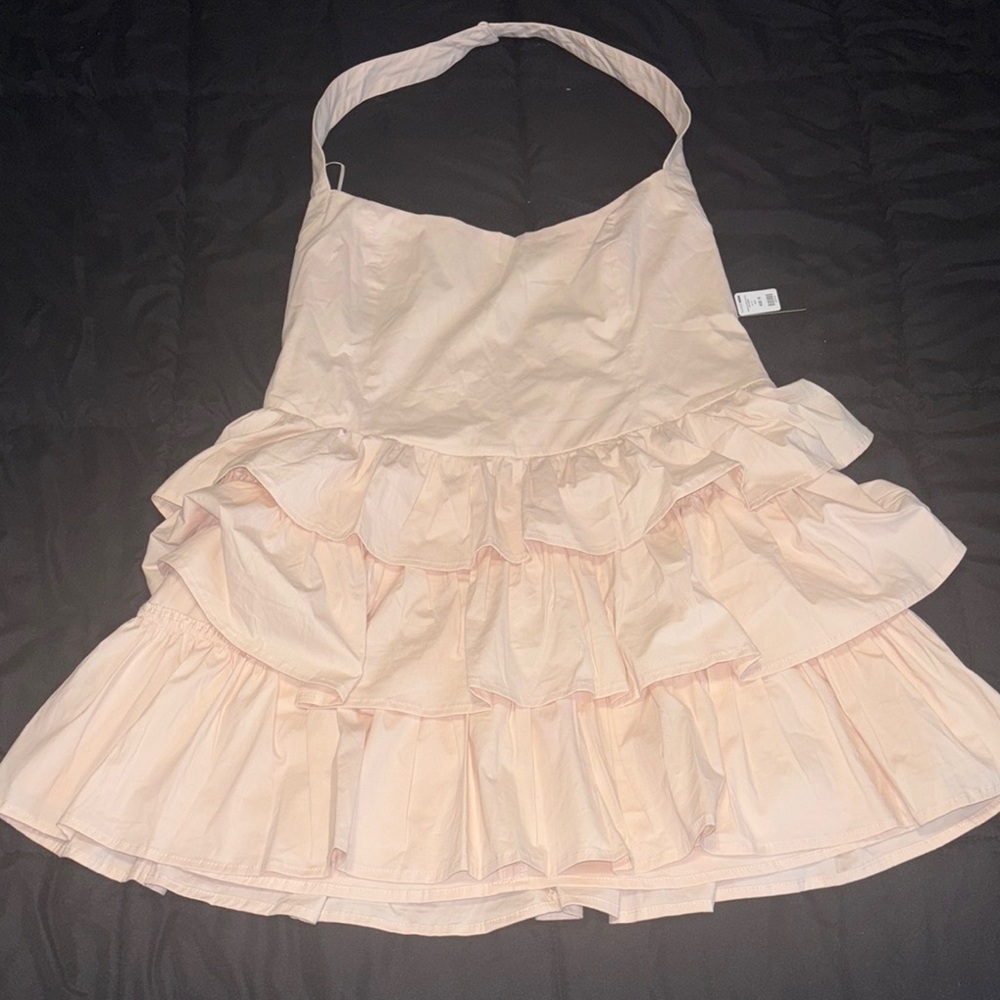 Fashion Nova Cream Ruffled Tiered Sundress